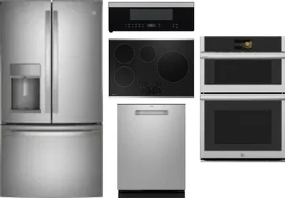 5 Piece Package Includes Refrigerator, Cooktop, Wall Oven, Microwave And Dishwasher